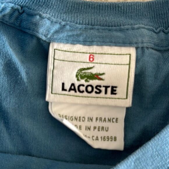 Lacoste Kids Blue Distressed T-Shirt - Size: 6 - Picture 3 of 5
